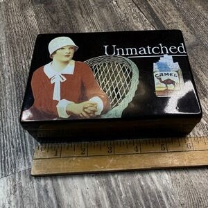Vintage Unmatched Camel Cigarette Black Ceramic Trinket Box with Lid Flapper For